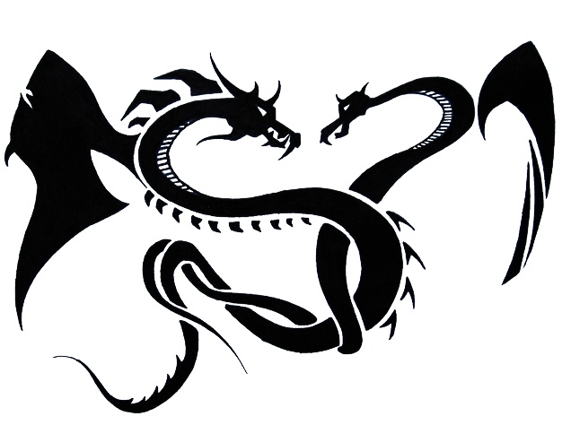 Tetovaa dva zmaja u borbi